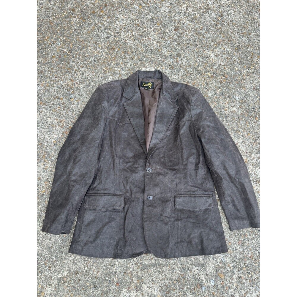 Scully Mens Leather Western Coat Blazer Jacket Brown 2 Button Size L Brown 44